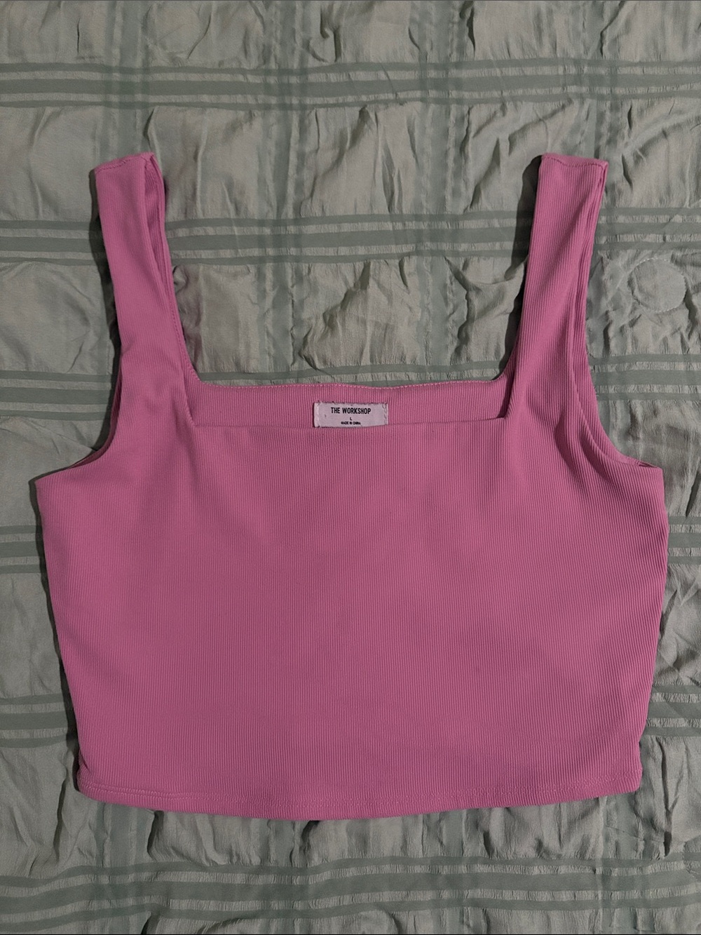 Topshop Pink Square-Neck Ribbed Crop Top
